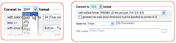 JPG to DDS converter properties