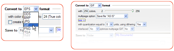 JPG to GIF converter properties