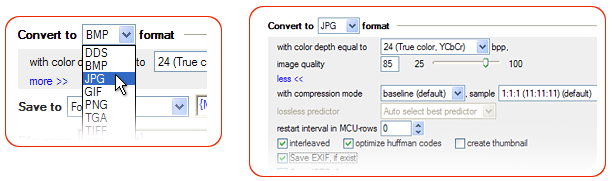 BMP to JPG converter properties